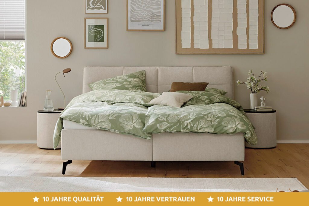 Polsterbett, Bezug Stoff Beige