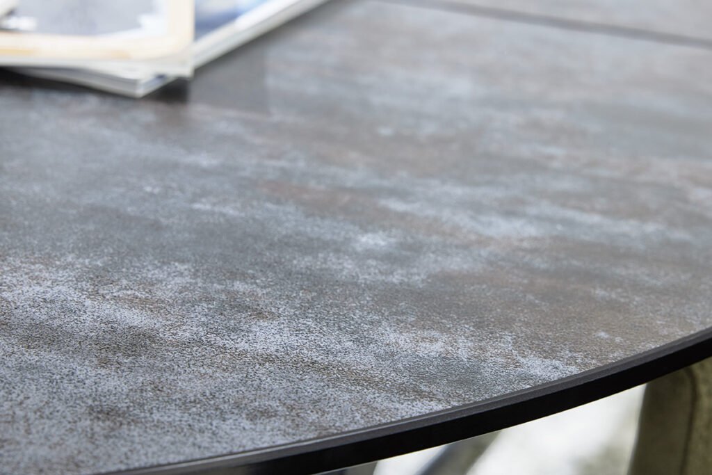 Nahaufnahme der Tischplatte, Glas-Keramik, Dunkelgrau