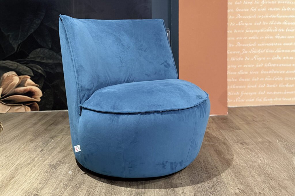 Drehsessel, Velourstoff Blau/Petrol