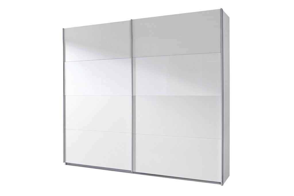 Front und Korpus Alpinweiß, Griffleiste Aluminium
