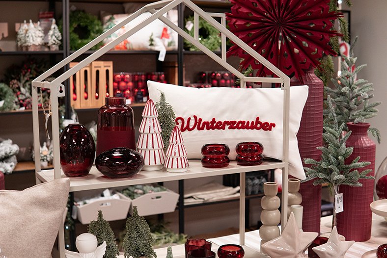 Weihnachtsdeko Winterzauber Rot